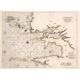 Reproduction carte marine ancienne du Finistère en 1693
