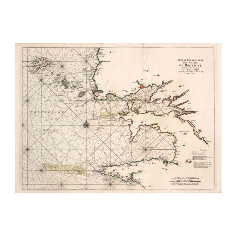 Carte marine ancienne du Finistère en 1693