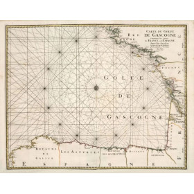 Reproduction carte marine ancienne du Golfe de Gascogne en 1693