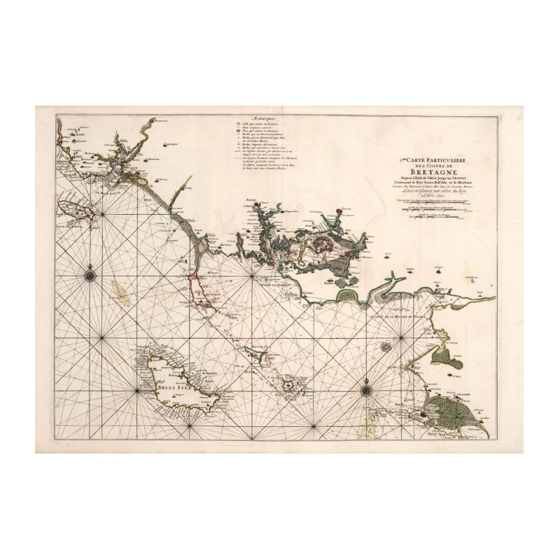 Carte marine ancienne du Morbihan en 1693