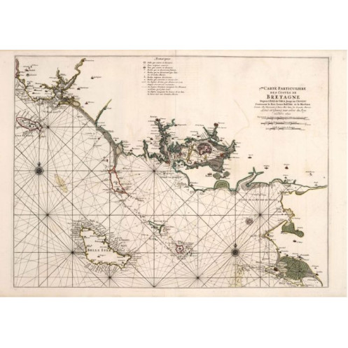 Reproduction carte marine ancienne du Morbihan en 1693 Reproduction carte marine ancienne du Morbihan en 1693