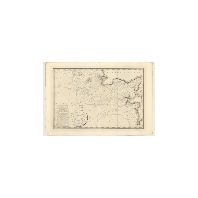 Reproduction carte marine ancienne Shom - 106 - BREST (Abords) - FRANCE (Côte Ouest) - Atlantique,IROISE (Mer) - (1822