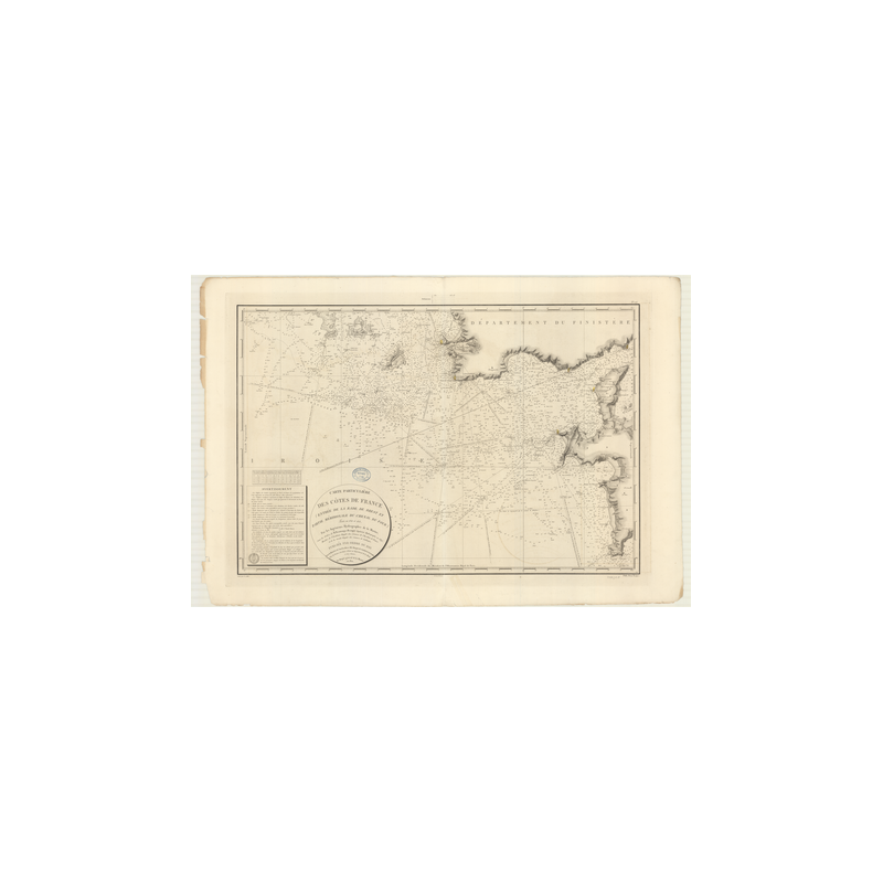 Reproduction of old nautical chart - 106 - BREST (Abords) - FRANCE (Côte Ouest) - ATLANTIQUE, IROISE (Mer) - (1822 - 1877)