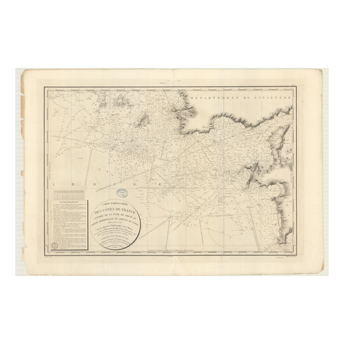 Reproduction carte marine ancienne Shom - 106 - BREST (Abords) - FRANCE (Côte Ouest) - Atlantique,IROISE (Mer) - (1822
