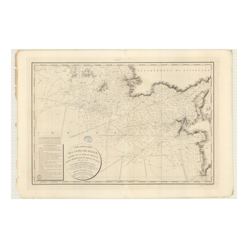 Reproduction of old nautical chart - 106 - BREST (Abords) - FRANCE (Côte Ouest) - ATLANTIQUE, IROISE (Mer) - (1822 - 1877)