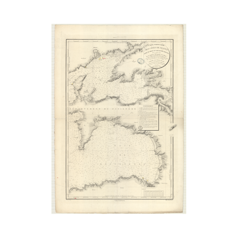 Reproduction carte marine ancienne Shom - 113 - BREST (Rade), d'UARNENEZ (Baie) - FRANCE (Côte Ouest) - Atlantique - (1