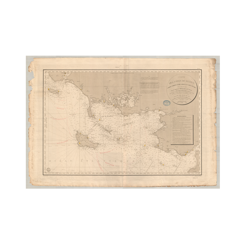 Reproduction carte marine ancienne Shom - 131 - LORIENT, SAINT, NAZAIRE - FRANCE (Côte Ouest) - Atlantique - (1829 - ?)