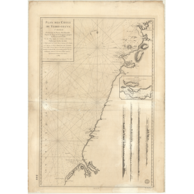 Reproduction carte marine ancienne Shom - 321 - TERRE-NEUVE (Côte Ouest), SAINT, GREGORY (Cap), FEROLLE (Pointe), GREGO