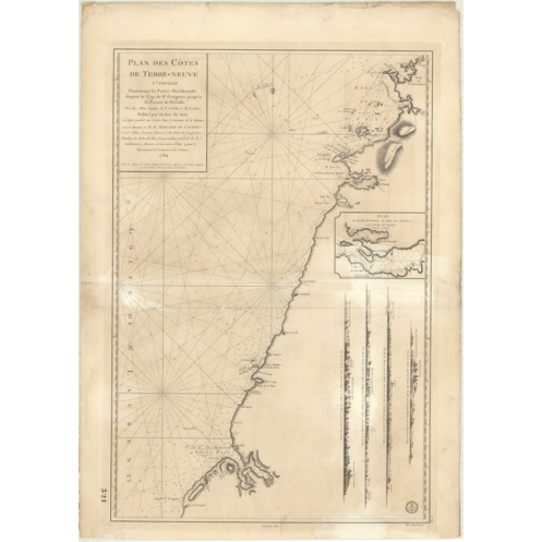 Carte marine ancienne - 321 - TERRE-NEUVE (Côte Ouest), SAINT, GREGORY (Cap), FEROLLE (Pointe), GREGORY (Pointe) - ATLANTIQUE -