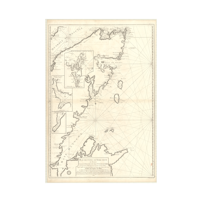 Reproduction carte marine ancienne Shom - 325 - TERRE-NEUVE (Côte Est), BAULD (Cap), SAINT, JOHN (Cap) - Atlantique - (