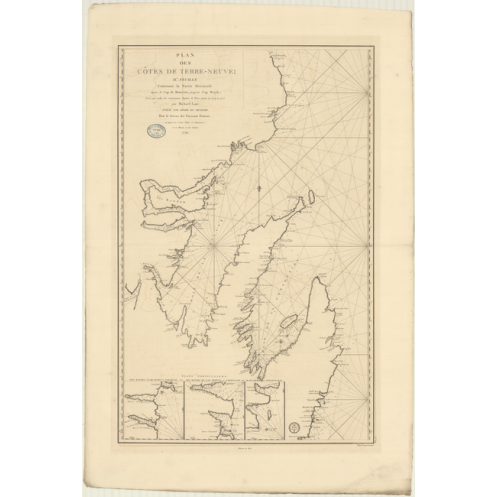 Reproduction carte marine ancienne Shom - 327 - TERRE-NEUVE (Côte Est), BONAVISTA (Cap), BROYLE (Cap) - Atlantique - (1