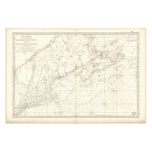 Reproduction carte marine ancienne Shom - 328 - TERRE, NEUVE, NEW, YORK - Atlantique,AMERIQUE de NORD (Côte Est) - (178