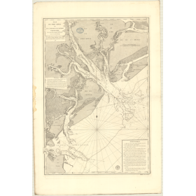 Reproduction carte marine ancienne Shom - 342 - pORT ROYAL, AWFOSKEE (Détroit), CAROLINE (Côte Sud) - ETATS-UNIS (Côt