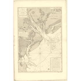 Reproduction carte marine ancienne Shom - 342 - pORT ROYAL, AWFOSKEE (Détroit), CAROLINE (Côte Sud) - ETATS-UNIS (Côt