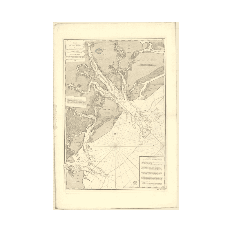 Reproduction carte marine ancienne - 342 - PORT ROYAL, AWFOSKEE (Détroit), CAROLINE (Côte Sud) - ETATS-UNIS (Côte Est) - ATLANTI