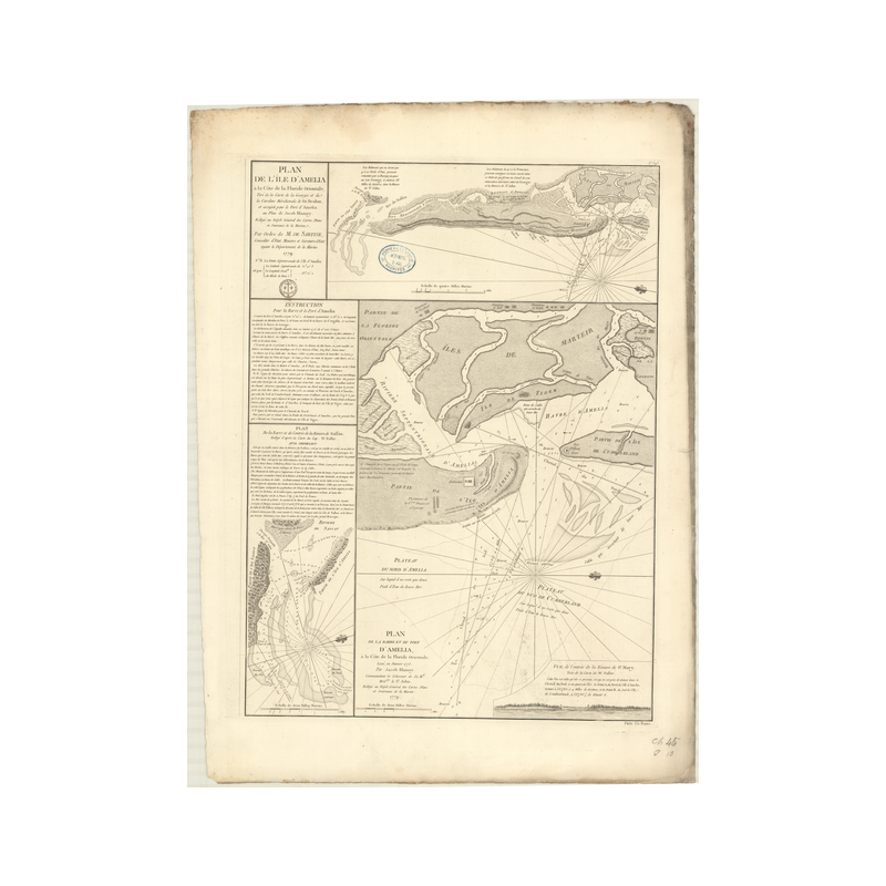 Reproduction carte marine ancienne Shom - 343 - AMELIA (île), FLORIDE (Côte Est) - ETATS-UNIS (Côte Est) - Atlantique