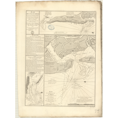 Reproduction carte marine ancienne Shom - 343 - AMELIA (île), FLORIDE (Côte Est) - ETATS-UNIS (Côte Est) - Atlantique