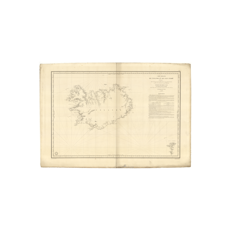 Reproduction carte marine ancienne Shom - 837 - FEROE (îles) - ISLANDE - Atlantique - (1836 - ?)