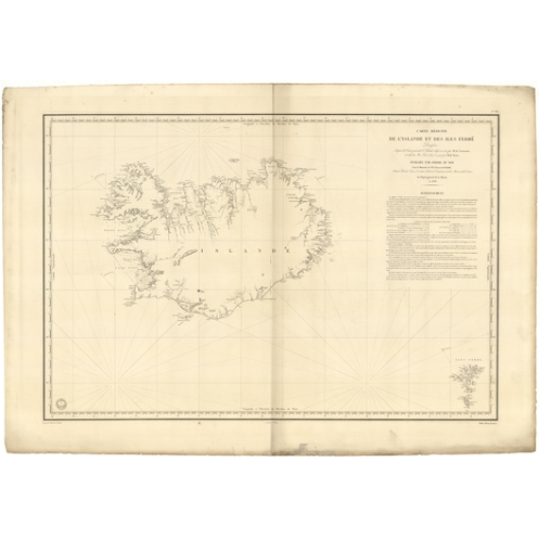 Reproduction carte marine ancienne Shom - 837 - FEROE (îles) - ISLANDE - Atlantique - (1836 - ?)