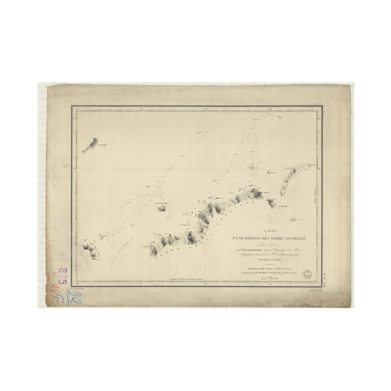 Reproduction carte marine ancienne Shom - 885 - BRANSFIELD (Détroit) - Atlantique,AUSTRALES (Régions),SCOTIA (Mer) - (