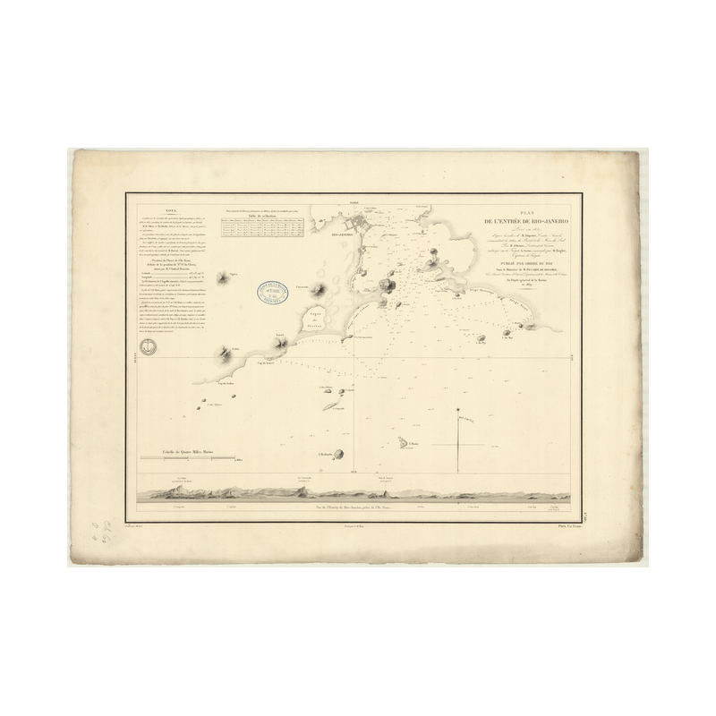 Carte marine ancienne - 887 - RIO JANEIRO (Baie) - BRESIL - ATLANTIQUE, AMERIQUE DU SUD (Côte Est) - (1839 - ?)