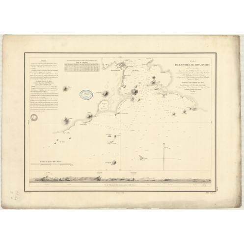 Carte marine ancienne - 887 - RIO JANEIRO (Baie) - BRESIL - ATLANTIQUE, AMERIQUE DU SUD (Côte Est) - (1839 - ?)