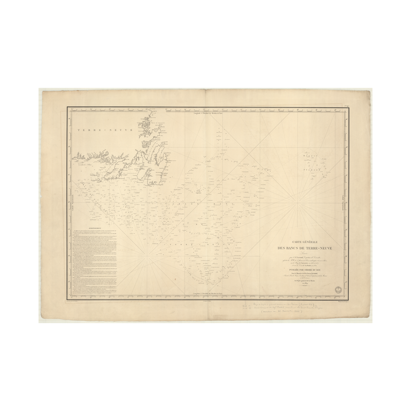 Reproduction carte marine ancienne - 893 - TERRE-NEUVE (Bancs) - CANADA (Côte Est) - ATLANTIQUE, AMERIQUE DU NORD (Côte Est) - (