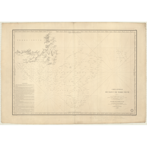 Reproduction carte marine ancienne Shom - 893 - TERRE-NEUVE (Bancs) - CANADA (Côte Est) - Atlantique,AMERIQUE de NORD (