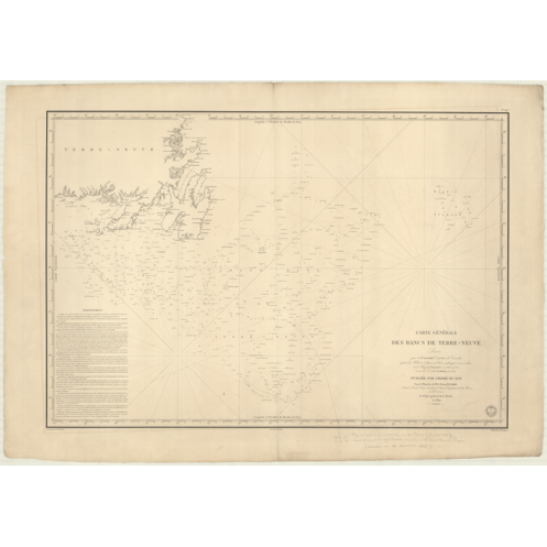 Reproduction carte marine ancienne - 893 - TERRE-NEUVE (Bancs) - CANADA (Côte Est) - ATLANTIQUE, AMERIQUE DU NORD (Côte Est) - (