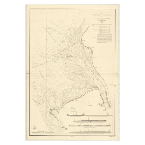 Carte marine ancienne - 897 - LIVERPOOL (Abords) - Angleterre - Atlantique, IRLANDE (Mer) - (1839 - ?)