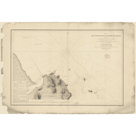 Reproduction carte marine ancienne - 904 - GUYANE FRANCAISE, CAYENNE (Abords) - ATLANTIQUE, AMERIQUE DU SUD (Côte Nord) - (1840