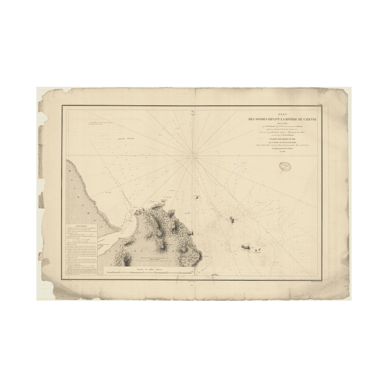 Reproduction carte marine ancienne Shom - 904 - GUYANE FRANCAISE, CAYENNE (Abords) - Atlantique,AMERIQUE de SUD (Côte N