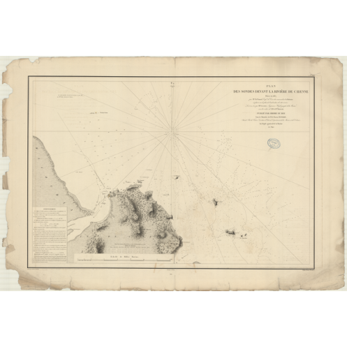 Reproduction carte marine ancienne Shom - 904 - GUYANE FRANCAISE, CAYENNE (Abords) - Atlantique,AMERIQUE de SUD (Côte N