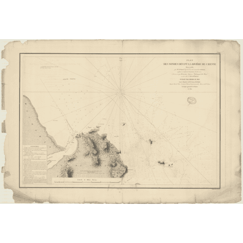 Carte marine ancienne - 904 - GUYANE FRANCAISE, CAYENNE (Abords) - ATLANTIQUE, AMERIQUE DU SUD (Côte Nord) - (1840 - ?)