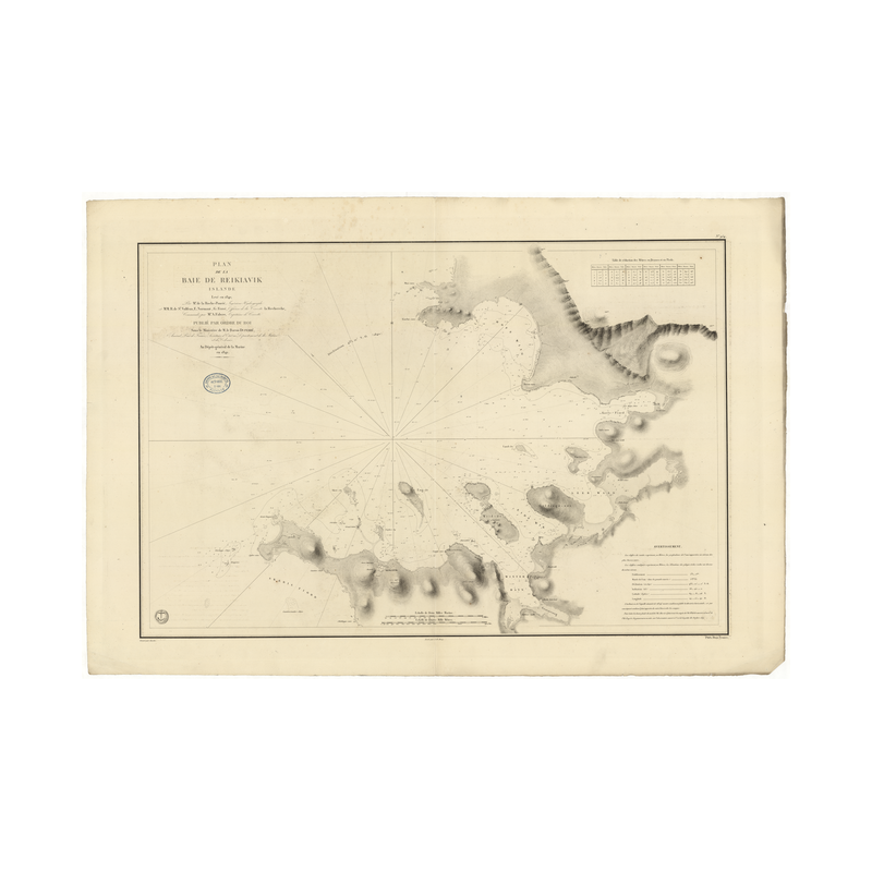 Carte marine ancienne - 954 - REIKLAVIK (Baie), REYKJAVIK (Baie) - ISLANDE (Côte Ouest) - ATLANTIQUE - (1842 - 1912)