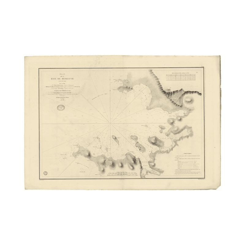 Reproduction carte marine ancienne - 954 - REIKLAVIK (Baie), REYKJAVIK (Baie) - ISLANDE (Côte Ouest) - ATLANTIQUE - (1842 - 1912
