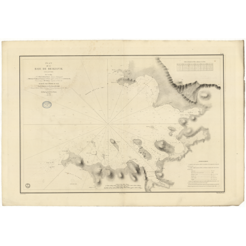 Reproduction carte marine ancienne Shom - 954 - REIKLAVIK (Baie), REYKJAVIK (Baie) - ISLANDE (Côte Ouest) - Atlantique