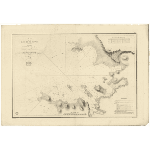 Reproduction carte marine ancienne Shom - 954 - REIKLAVIK (Baie), REYKJAVIK (Baie) - ISLANDE (Côte Ouest) - Atlantique