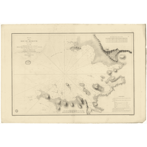 Reproduction of old nautical chart - 954 - REIKLAVIK (Baie), REYKJAVIK (Baie) - ISLANDE (Côte Ouest) - ATLANTIQUE - (1842 - 1912