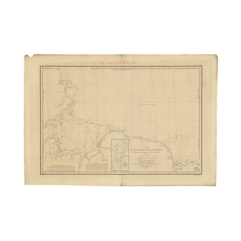 Reproduction carte marine ancienne - 959 - GUYANE, MARACA (île), MARANHAM (île) - BRESIL - ATLANTIQUE, AMERIQUE DU SUD (Côte Est