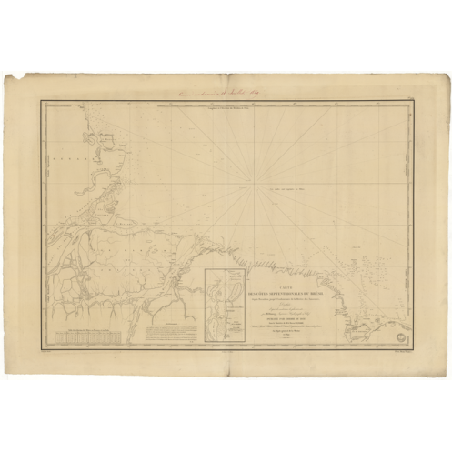 Carte marine ancienne - 959 - GUYANE, MARACA (île), MARANHAM (île) - BRESIL - ATLANTIQUE, AMERIQUE DU SUD (Côte Est) - (1842 - ?