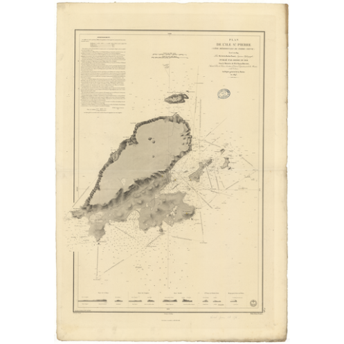 Reproduction carte marine ancienne Shom - 982 - TERRE-NEUVE (Côte Sud), SAINT-PIERRE (île) - Atlantique,AMERIQUE de NO