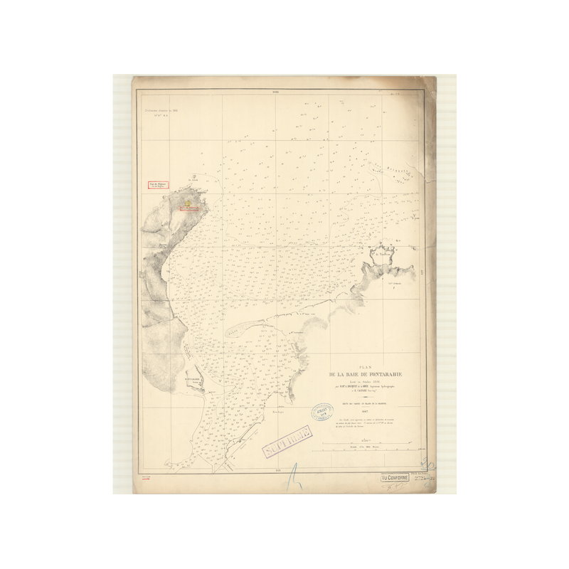 Reproduction carte marine ancienne - 2724 - GASCOGNE (Golfe), FONTARABIE (Baie) - FRANCE (Côte Ouest) - ATLANTIQUE - (1868 - 190