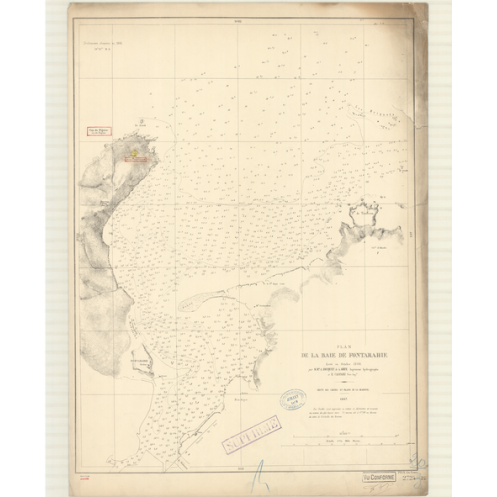 Reproduction carte marine ancienne Shom - 2724 - GASCOGNE (Golfe), FONTARABIE (Baie) - FRANCE (Côte Ouest) - Atlantique