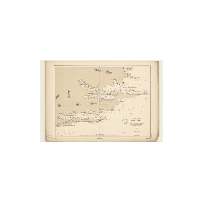 Carte marine ancienne - 2726 - FALKLAND (îles), MALOUINES (îles), STANLEY (Port), WILLIAM (Port), HARRIET (Port) - ATLANTIQUE, A