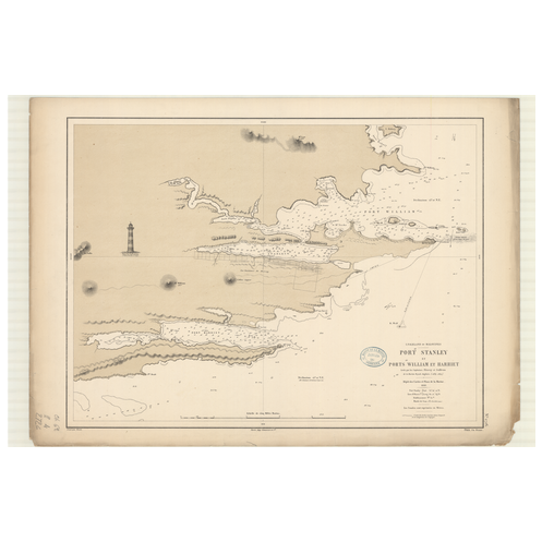Reproduction carte marine ancienne Shom - 2726 - FALKLAND (îles), MALOUINES (îles), STANLEY (Port), WILLIAM (Port), HA