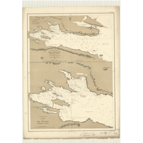 Reproduction of old nautical chart - 2727 - FALKLAND (îles), MALOUINES (îles), FRANCAISE (Baie), BERKELEY SOUND - ATLANTIQUE, AM