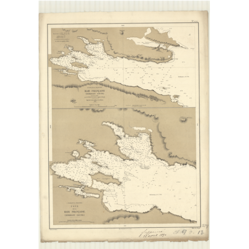 Carte marine ancienne - 2727 - FALKLAND (îles), MALOUINES (îles), FRANCAISE (Baie), BERKELEY SOUND - ATLANTIQUE, AMERIQUE DU SUD
