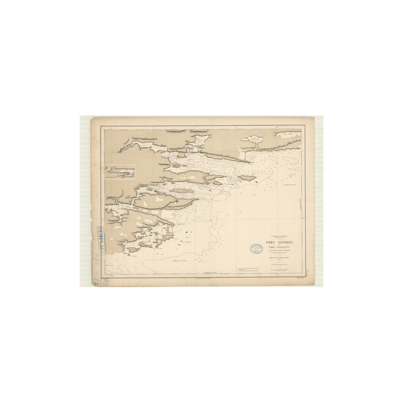 Reproduction carte marine ancienne Shom - 2728 - FALKLAND (îles), MALOUINES (îles), FITZROY (Port), pLEASANT (Port) -