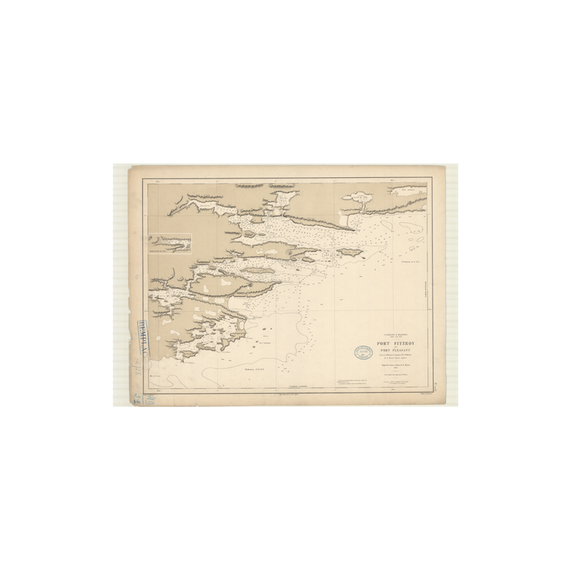 Reproduction carte marine ancienne - 2728 - FALKLAND (îles), MALOUINES (îles), FITZROY (Port), PLEASANT (Port) - ATLANTIQUE, AME